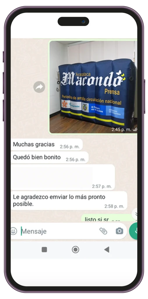 Colchón publicitario inflable cliente
